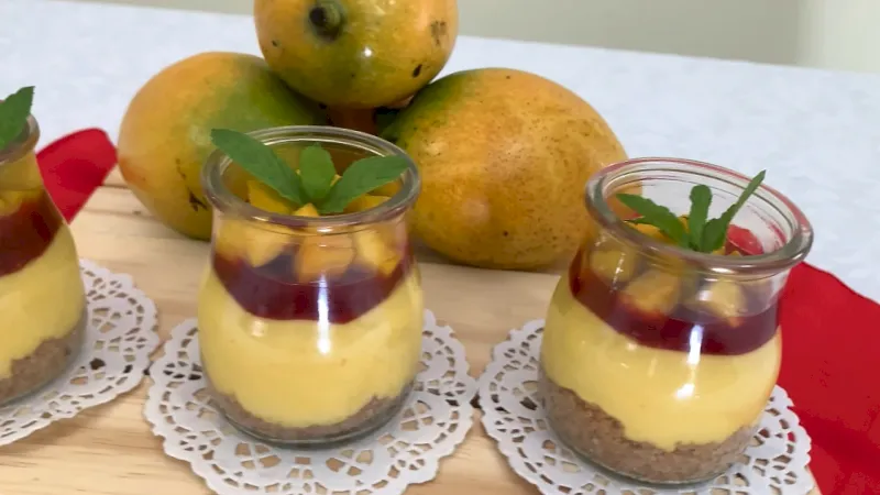 Receta de cheesecake de mango en vasos